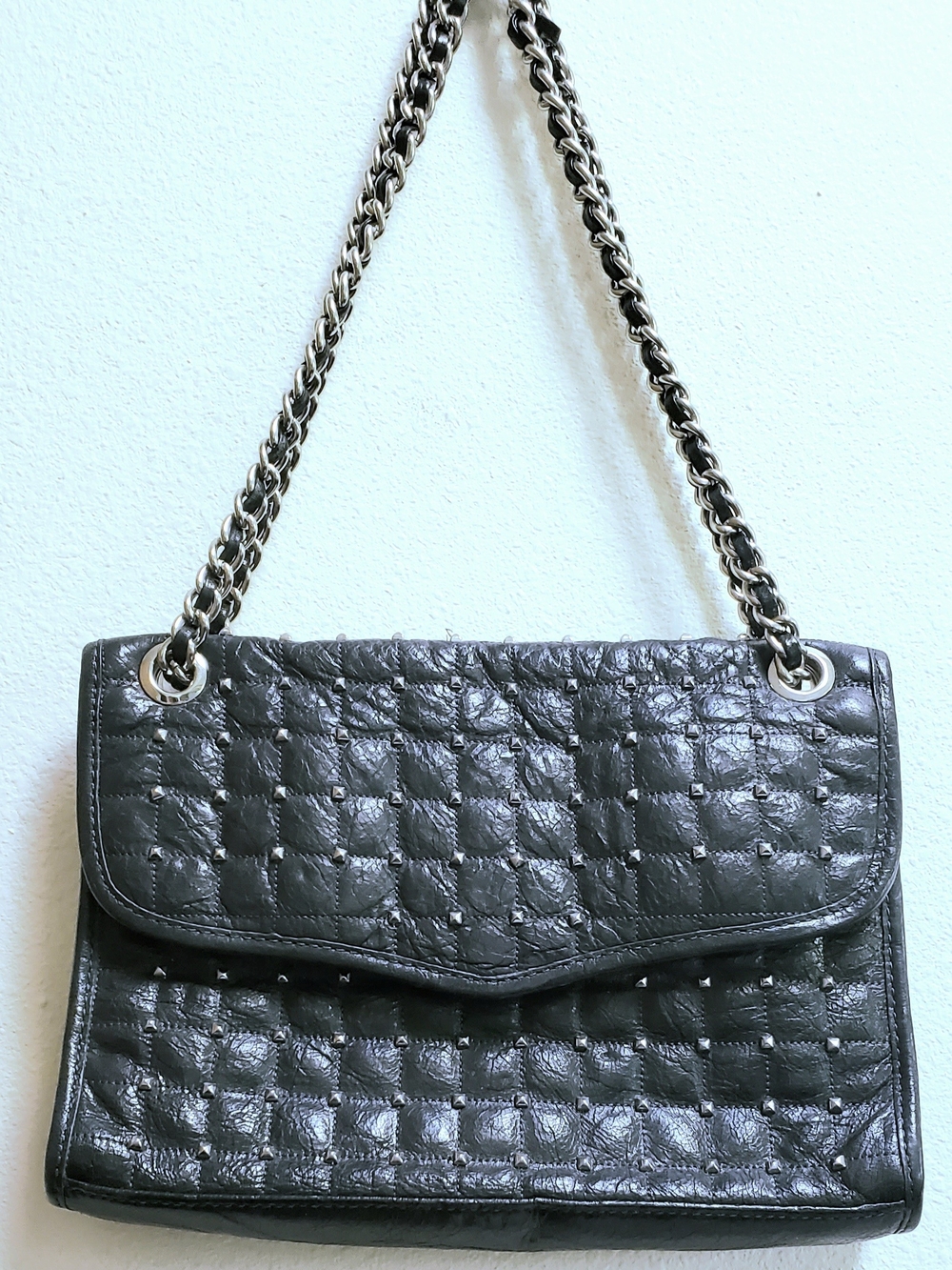 Rebecca Minkoff Black Studded Quilted Chain-Handle Shoulder Bag